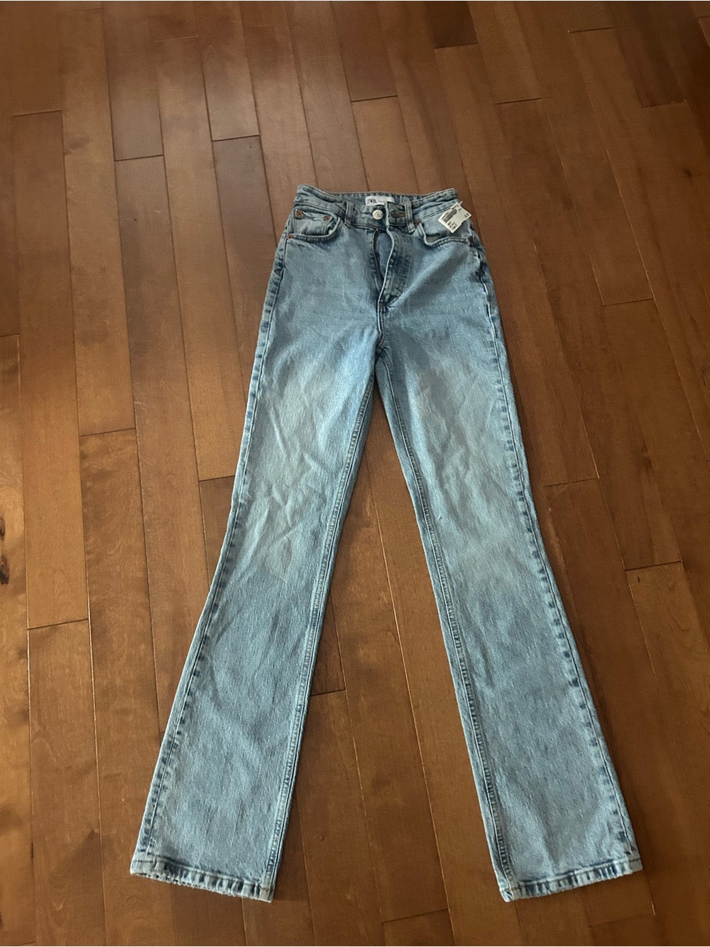Zara Light Blue High-Rise Flare Jeans